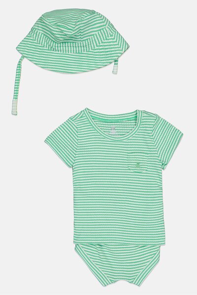 GAP Toddlers Boy 3 Pieces Stripe Top And Shorts With Hat Set, Multicolor
