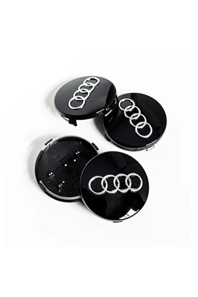 LinePartsBim Set 4 embleme pentru jante din aliaj Audi 68MM, negru lucios, co...