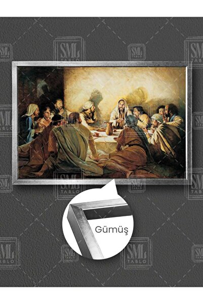 SML TABLO İsa ve Havarileri Son Akşam Yemeği Hristiyanlık Jesus Christ Çerçev...