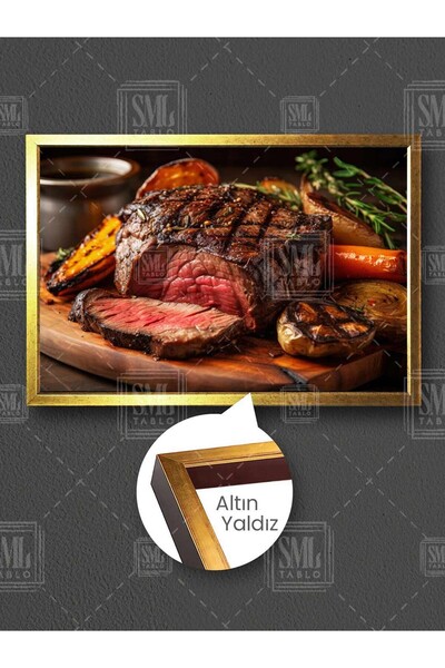 SML TABLO Biftek Pişmiş Kızarmış Et ve Izgara Mangal Dana İnek Eti Kasap Keba...