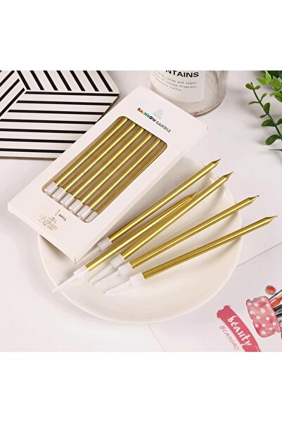 WOMEN 'S HEART GOLD İNCE UZUN PASTA MUMU 6'LI