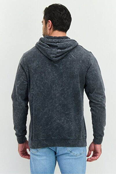 Threadbare Men Hooded Embroidered Long Sleeves Sweatshirt, Charcoal