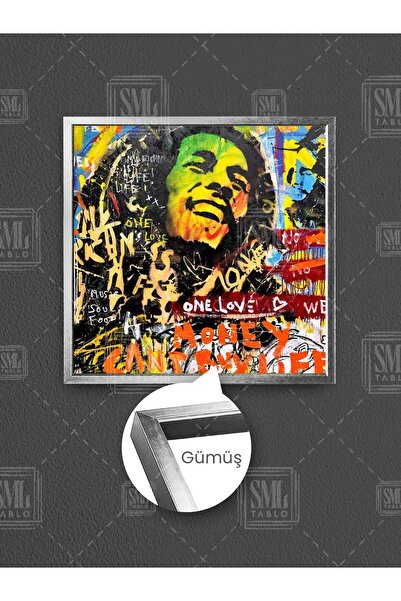 SML TABLO Bob Marley Grafitti Street Art One Love Banksy Decor Pictură pătrată pe pânză înrămată