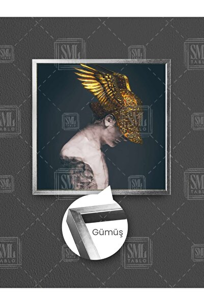 SML TABLO Kvadratna slika na platnu sa krilima u zlatnoj ramovini