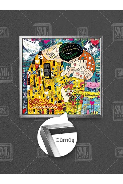 SML TABLO Gustav Klimt Slikanje poljupca Banksy grafiti Uramljena kvadratna s...