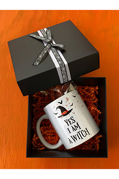 Hepsi Enteresan كوب الشوكولاتة للهالوين في علبة، كوب الهالوين، 'أنا ساحرة'، أ...