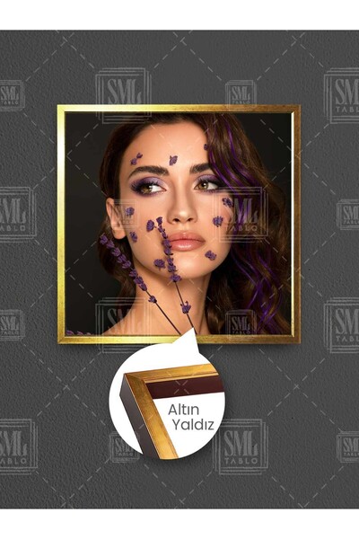 SML TABLO Μωβ μακιγιάζ με γυναίκες και ξηρές λεβάντες Σαλόνι ομορφιάς Τετράγω...