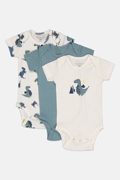 English Laundry بدلة جسم مطبوعة بالكامل بأكمام قصيرة للأولاد الصغار، مكونة من...