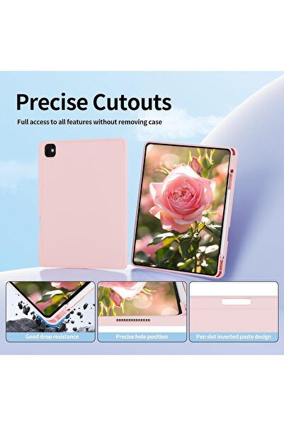 HYX حافظة لجهاز iPad Pro مقاس 13 بوصة 2024 (M4، الجيل السابع) مع حامل قلم رصاص، وغطاء خلفي ناعم من مادة TPU