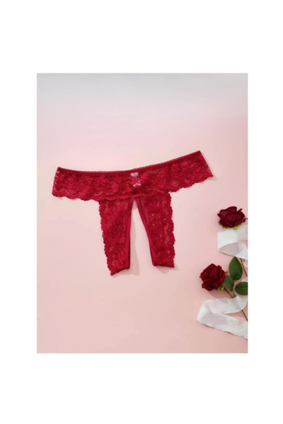 Tegan Dodes Plus Size Fancy Γυναικείο Σετ 3 τεμαχίων με ανοιχτό δαντελένιο σετ στρινγκ TG270045-B