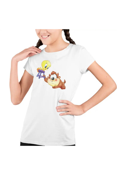 OEM Tricou Copii Fete Taz Tweety Diavol Chibi Bebelusi