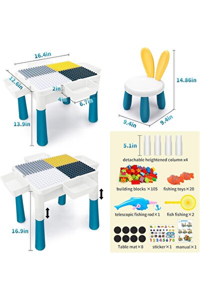 Generic Multifunctional Block Learning Table | 180 Pcs, Reversible Top, Storage, Stool
