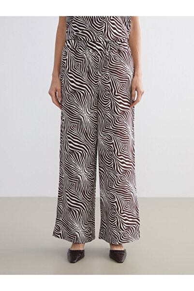 LC Waikiki Vizyon New Season Elastic Waist Zebra Patterned Women's Trousers