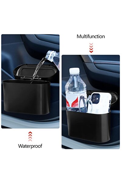 genernic Mini Car Trash Can | Hanging/Sealed, Odor-Proof, Easy-Clean, Multi-Use Organizer