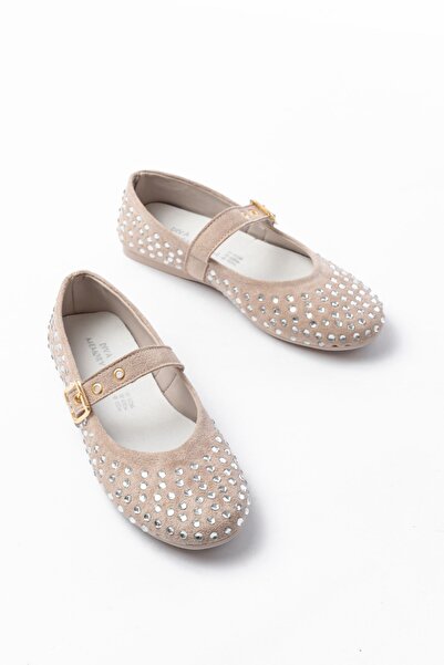 Budi Dm-6020 Beige Troc Helmet Buckle Daily Women's Ballerinas