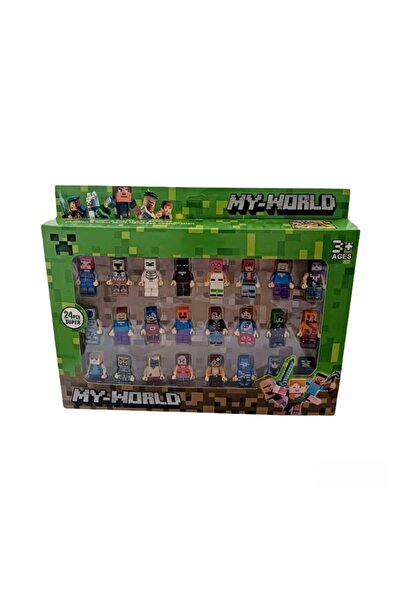 Virtual Trend Set of 24 Virtual Trend® Figurines, Minecraft, with accessories, multicolor, 4-5cm