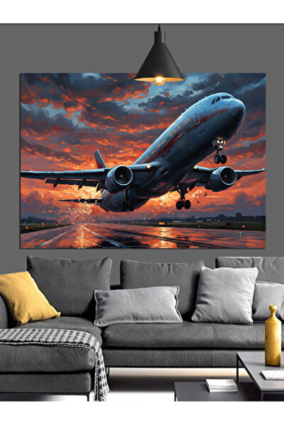 Artmeg Avion gata de zbor pe pistă aeroportului - Pânză decorativă - Masă din...
