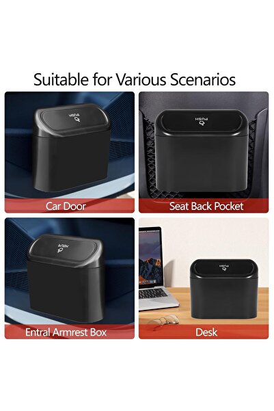 genernic Mini Car Trash Can | Hanging/Sealed, Odor-Proof, Easy-Clean, Multi-Use Organizer