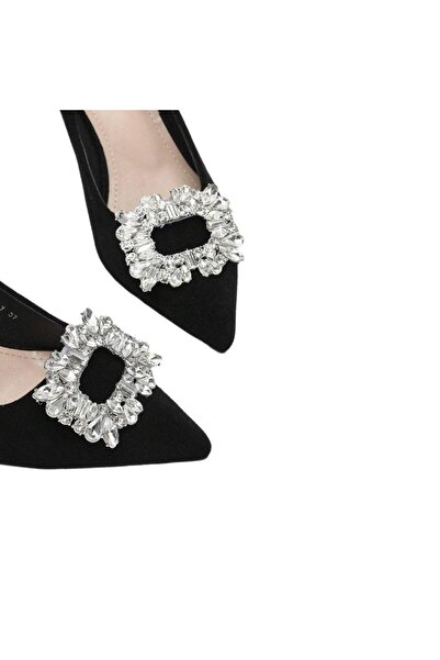 Pursehuit Σετ 2 καρφίτσες παπουτσιών σε ασημί χρώμα με κλιπς και πέτρες, Otte...