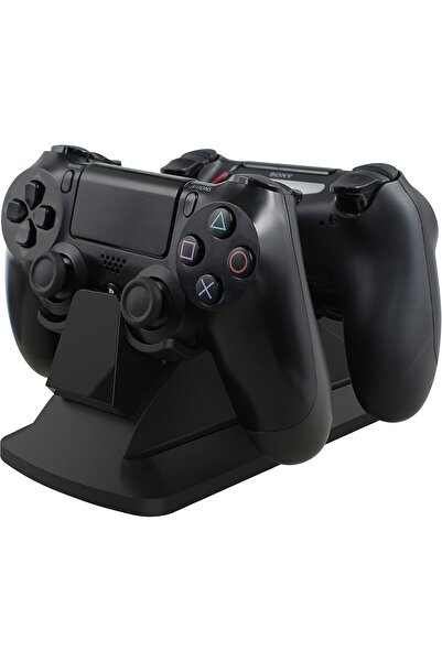 genernic قاعدة شحن مزدوجة لوحدة تحكم PS4 | قاعدة شحن سوداء، مؤشر LED، حماية م...