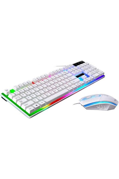 Generic مجموعة لوحة مفاتيح وماوس للألعاب، بإضاءة خلفية LED بألوان قوس قزح، من...