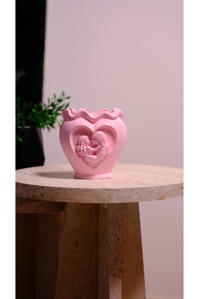 Psymera Hobi Atölyesi Anne ve Çocuk Figürlü Dekoratif Saksı Vazo - Anneye Hediye