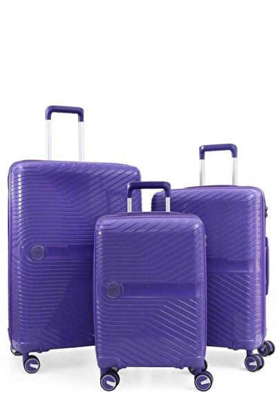ÇÇS 5239 UNİSEX BÜYÜK, ORTA ve KABİN BOY MOR 3'LÜ VALİZ SET