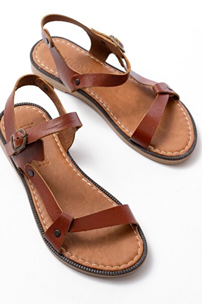 Budi 205-090 Dark Brown Genuine Leather Buckle Women's Sandals