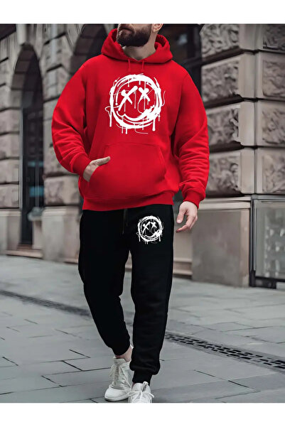 ibibik moda Sıvı Efektli XX Gözlü Erkek Hoodie Takımı