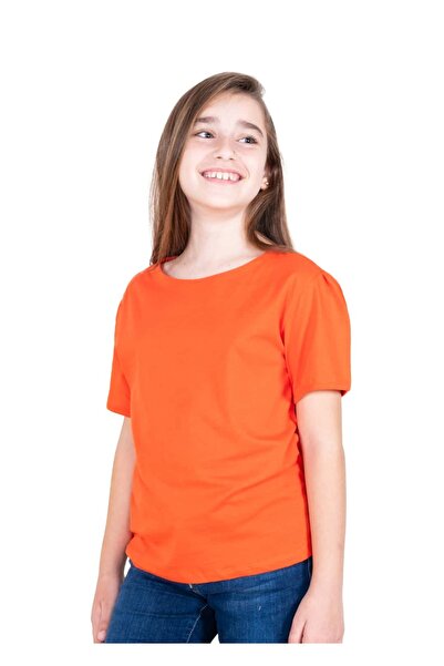 Ozmoz By Mukadder Özden Organic Watermelon Sleeves Orange Summer Girl's Tshirt