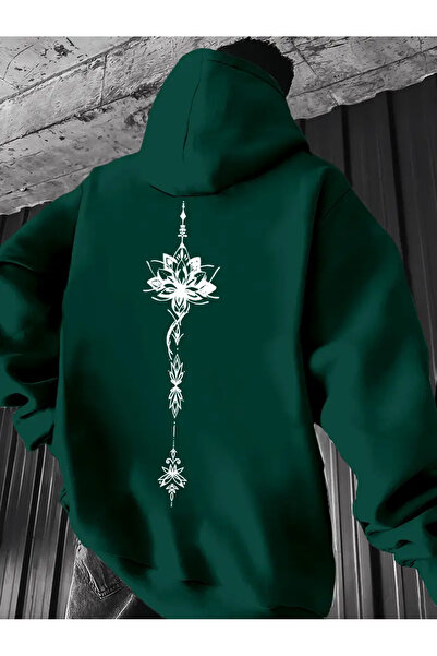 ibibik moda هوديي بقلنسوة مطبوع عليه زهرة اللوتس للرجال