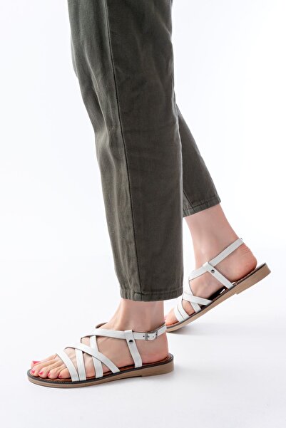 Budi 205-017 White Orthopedic Genuine Leather Women's Sandals