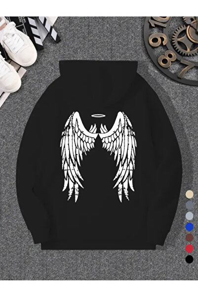 ibibik moda Men's Angel Wing Printed Hooded Hoodie
