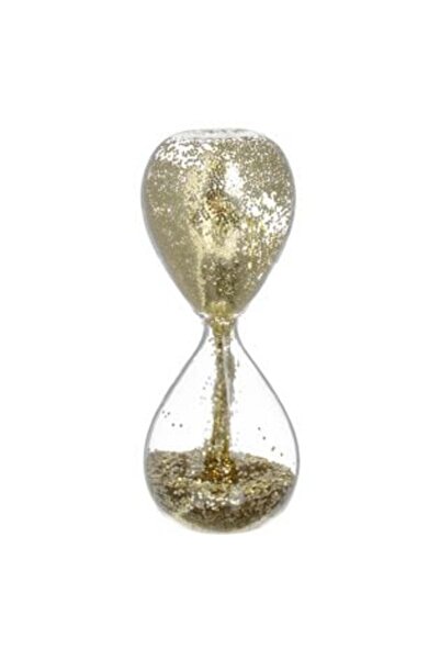 SHOPIENS Clepsidră decorativă 3D cu sclipici auriu Ø5 x 13 cm