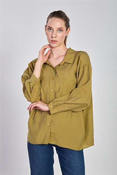 BARRELS AND OIL Women's Oversize Modal Shirt - Khaki