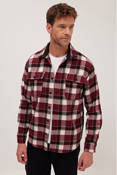 Tudors Relax Fit Rahat Kesim Çift Cep Kapaklı Kışlık Oduncu Kareli Erkek Gömlek