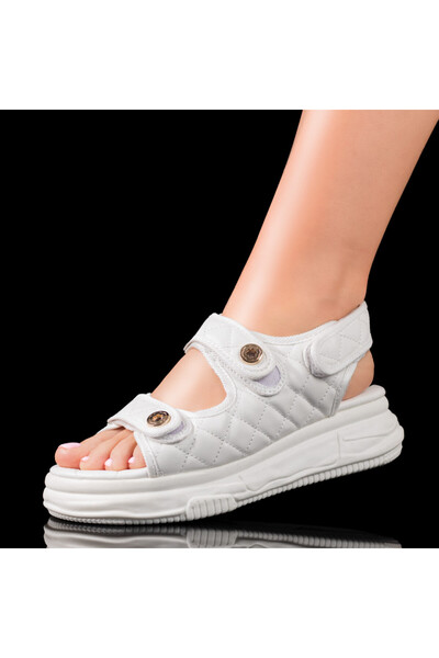 Modlet.ro Women's white hook-and-loop thick-sole sandals MOD09208