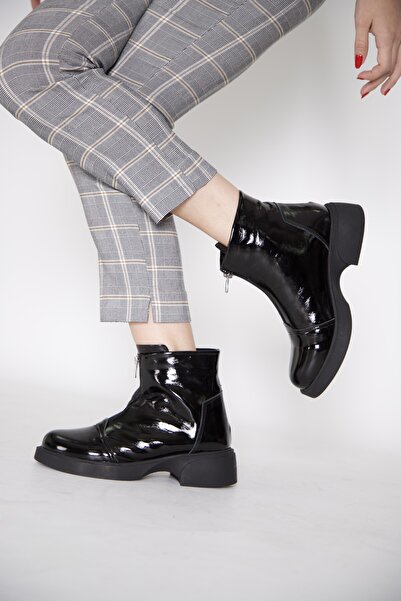 stato 217651115-1 ZENNE حذاء نسائي جلد أسود لامع