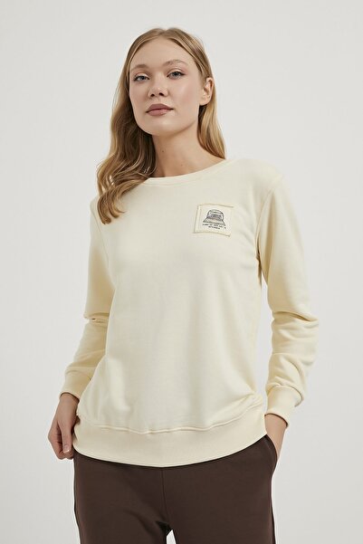 Arma Life Women's Back Printed Crew Neck Yellow Sweatshirt