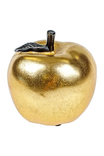 SHOPIENS Decorative Ceramic Fruit, Apple Model, Gold Black, 10x10cm