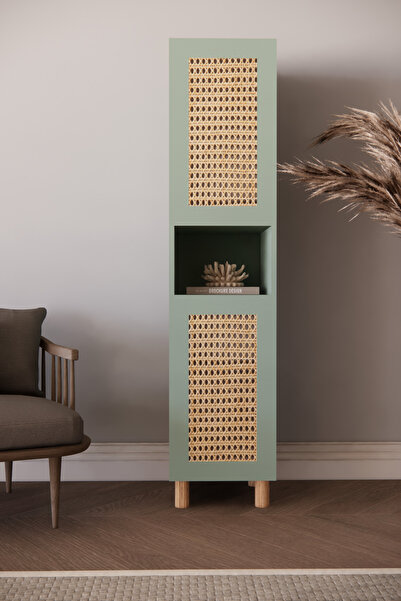 Phobia Bohem Tarz Pampas 5 Raflı Dekoratif Kitaplık – Hazeran 2 Kapak Detaylı Kitaplık