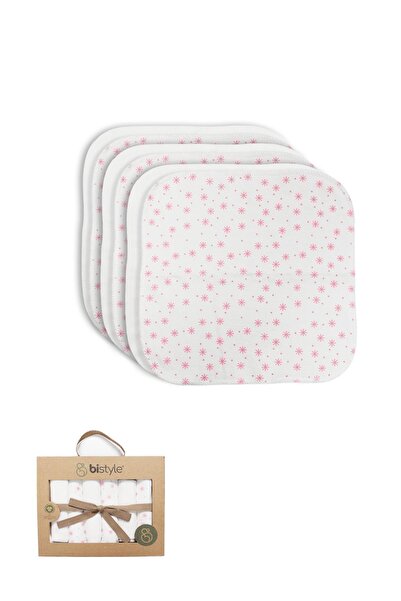 Bistyle Organik Bebek 6lı Penye Ağız Mendil Stars Kutulu 20*20 cm Pudra