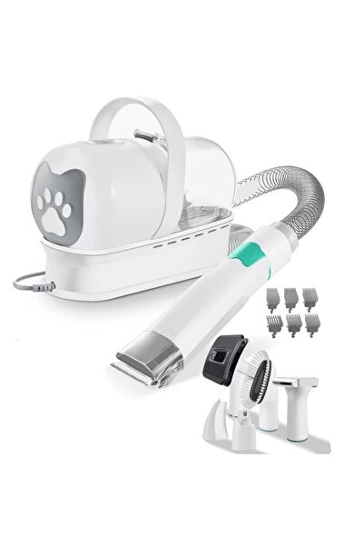 ZanaCasei Aspirator profesional 7 în 1 pentru îngrijirea animalelor de companie cu recipient de praf de 2,3 l – Kit complet pentru îngrijirea câinilor și pisicilor