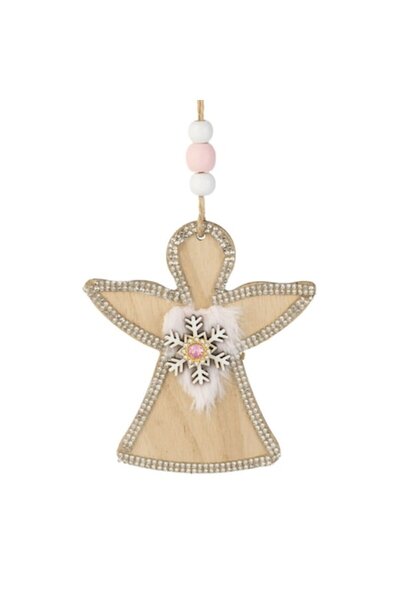 OEM Christmas Tree Ornament - Wooden Angel with Strass 10cm