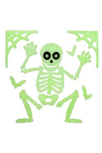 Silver Star Autocolante cu gel, schelet, strălucesc în întuneric, pentru fereastră