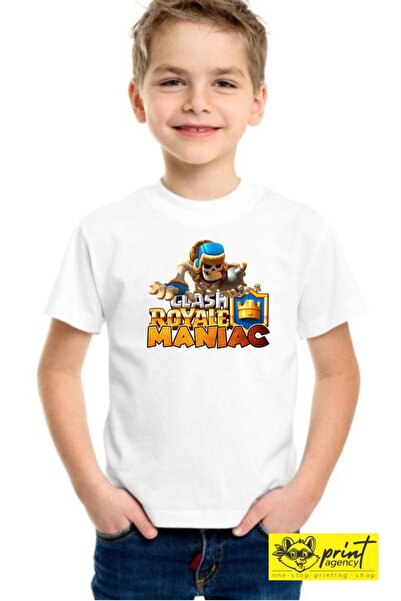 Funny Gift Tricou cu maneca scurta pentru copii Clash Royale Maniac