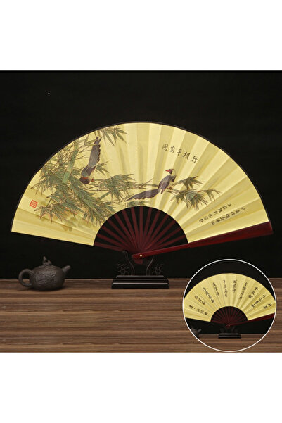 Choice1 2 33.33 سم مروحة قابلة للطي على الطراز الصيني العتيق بمقبض خشبي مروحة...