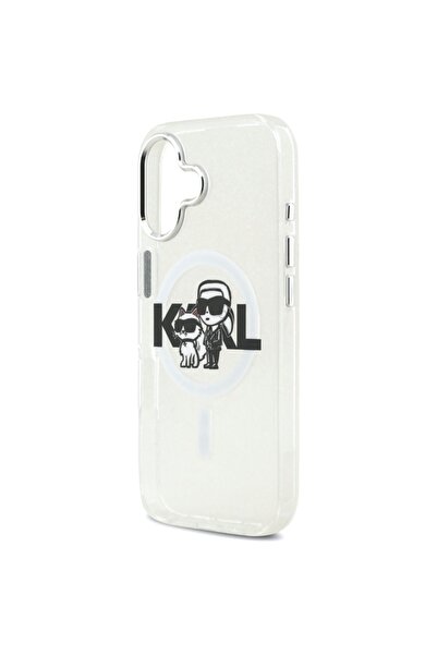 Karl Lagerfeld Case for IPhone 17, IML Glitter K&C Heads Logo MagSafe, Clear Mono Karl&Choupette