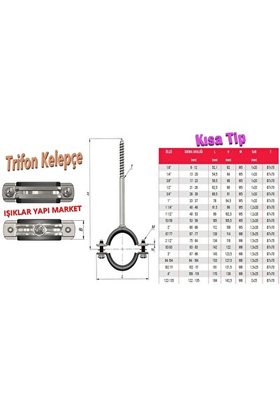 ece life Boru Kelepçesi -Trifonlu Kelepçe -Doğalgaz -Kısa Tip - 4'' (Pk.İçi/Ad.: 2Adet)