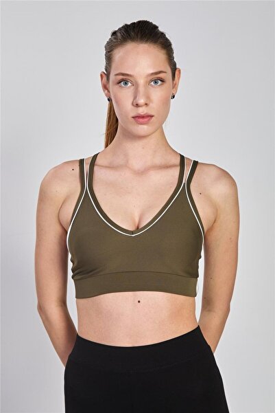 BARRELS AND OIL Women's Bustier with Cross Straps on the Back - Khaki